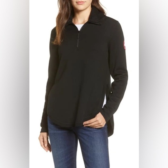 Canada Goose Fairhaven ¼ Zip Sweater 100% Wool Black Italy Size Small - Picture 1 of 11